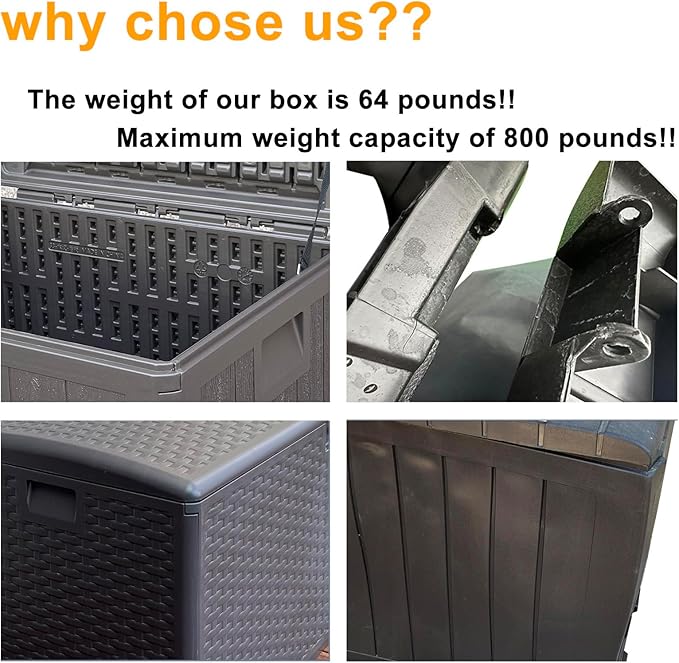 Alsophila150 Gallon Large Storage Box with Lid,Waterproof Outdoor Storage Container for Patio Furniture Cushions, Gardening Tools, Pool Accessories,Lockable Resin Deck Box with Smooth Hydraulic Lid