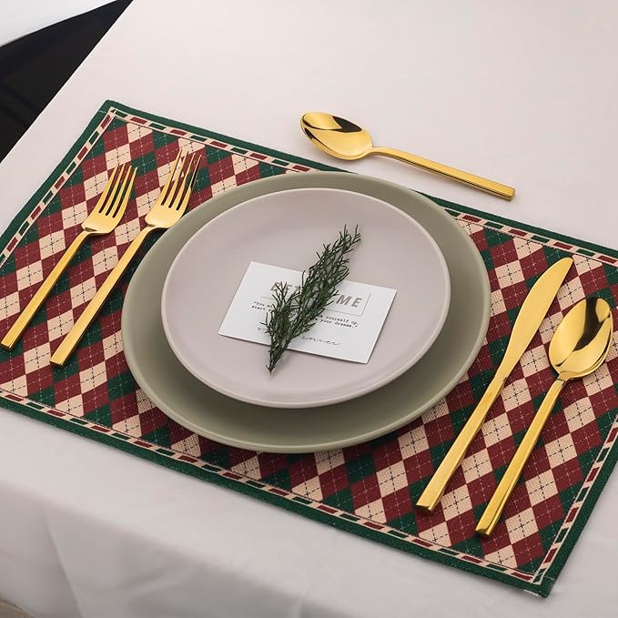 Alata Cube Gold 20-Piece Flatware Set, Forged Cutlery Set, Mirror Finish Silverware Service for 4, Stainless Steel Tableware with Square Handle for Home/Restaurant, Dishwasher Safe