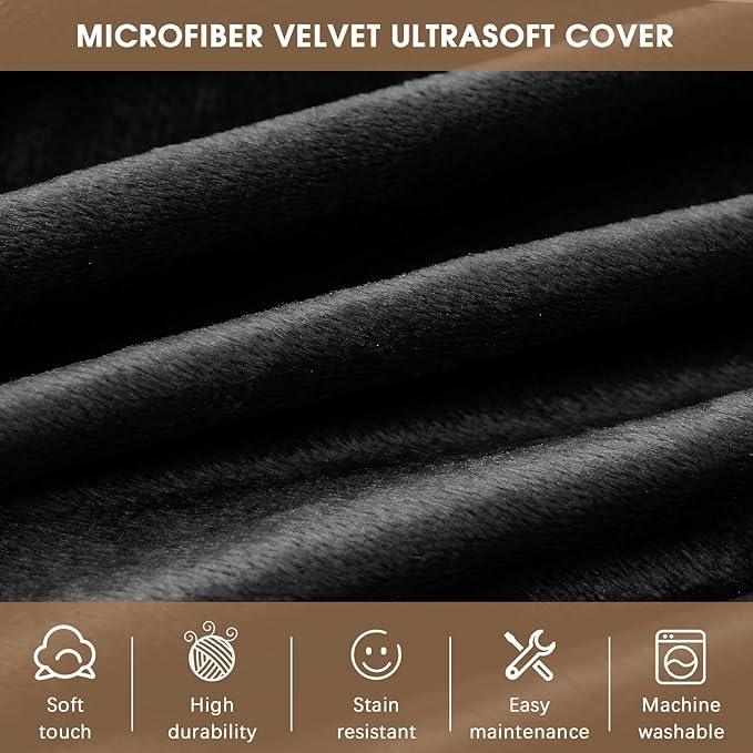 Bean Bag Chairs for Adults - Memory Foam Furniture BeanBag Chair - Kids/Teens Sofa with Soft Micro Fiber Cover - Round Fluffy Couch for Living Room Bedroom College Dorm - Carbon Black