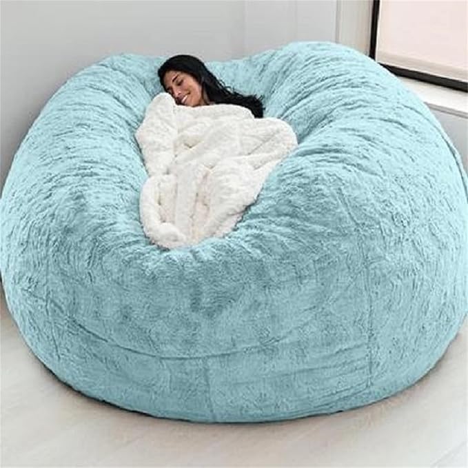 Big Huge Giant Bean Bag Chair for Adults, (No Filler) Bean Bag Chairs in Multiple Sizes and Colors Giant Foam-Filling Required- Machine Washable Covers, Double Stitched Seams (Sky Blue,5FT)