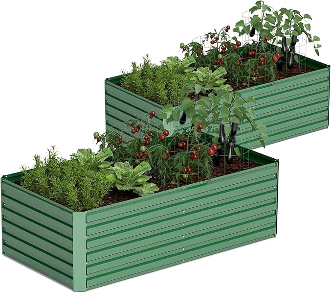 8x4x2 ft Outdoor Raised Garden Bed, Large Metal Planter Raised Beds, Planters for Outdoor Plants for Vegetables, Flowers, Herbs, Fruits, and Succulents.(2 Pcs)