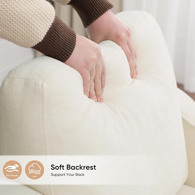 Accent Chairs Set of 2, Upholstered Living Room Chairs with Side Pockets, Mid Century Modern Reading Chair for Bedroom, Comfy Armchair Single Sofa Side Chair for Office, Small Room, Beige