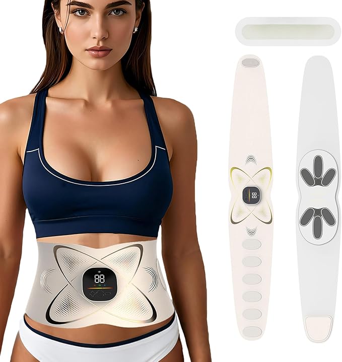 Abs Stimulator Abdominal, ab Belt Muscle Stimulator with Heat for Belly Fat Loss, Stomach Cellulite Melting, Postpartum Care Smooth & Firming, Lower Back Massager for Pain Relief Women Men Gifts