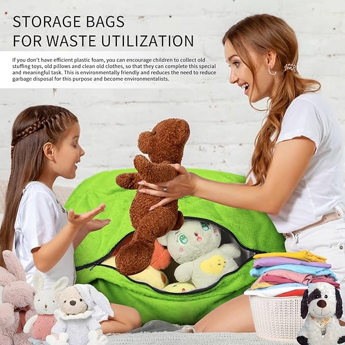 Bean Bag Chair for Adults 4FT,Soft Removable Cover for Teens/Girls Bedroom,Fluffy Giant Round Floor Beanbag Lounger Chairs (No Filler,Green)