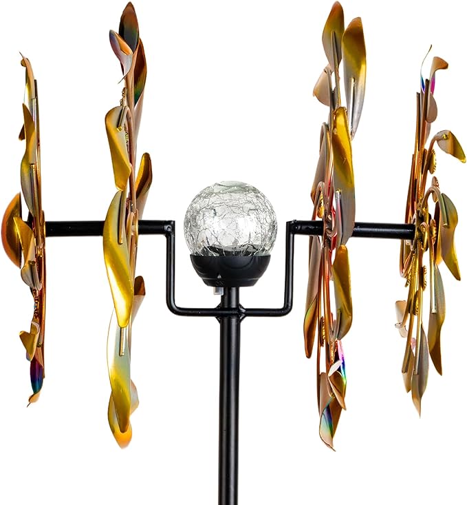 54'' Wind Spinners Outdoor Solar Garden Decor Light - Unique Gemstone Colorful Windmill, Durable Waterproof Design for Garden, Lawn, Patio