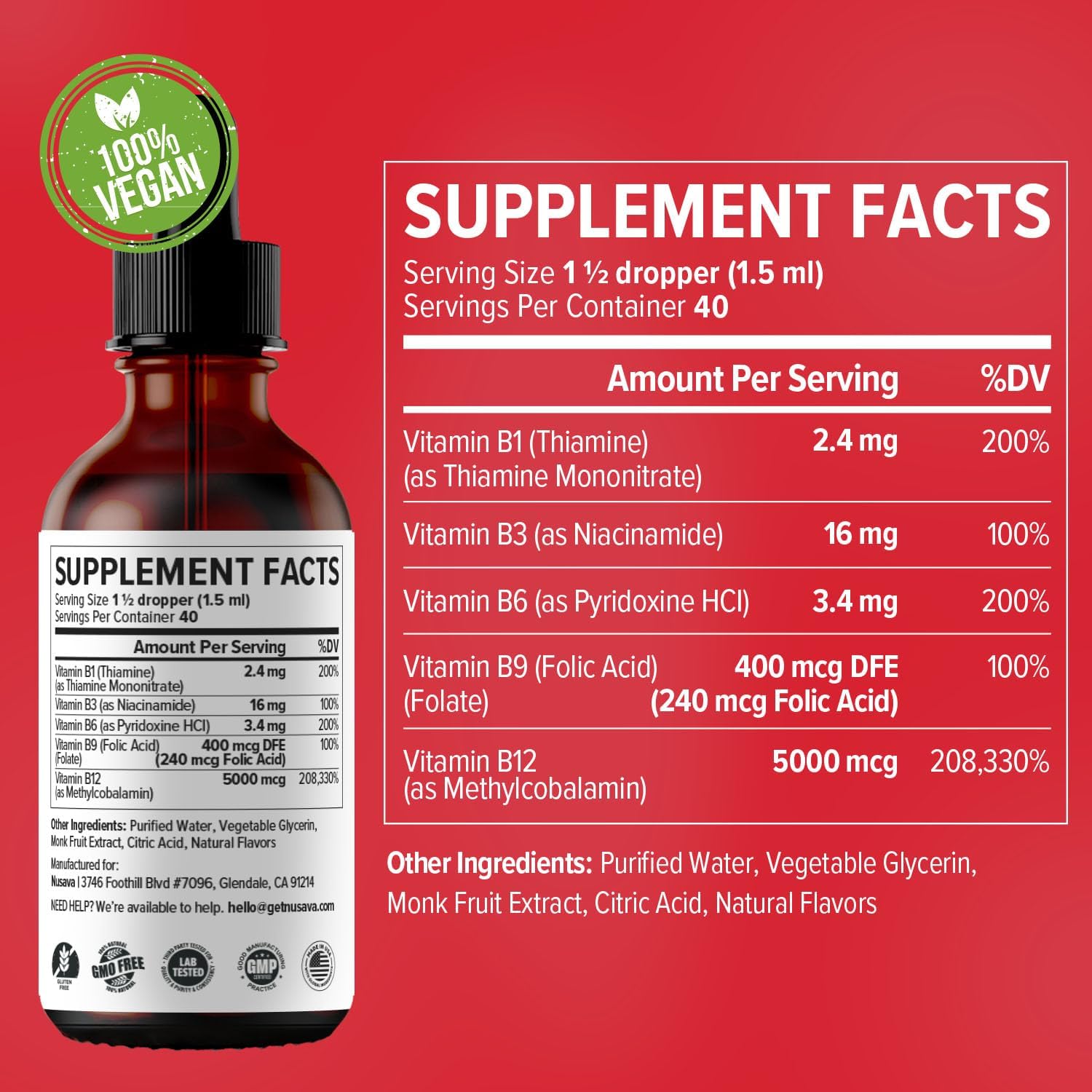 (2 Pack) Vitamin B12 and B6 Liquid Drops, B12 Sublingual Vitamin B Complex - B 12 Vitamin 5000mcg - B12 Methylcobalamin for Energy, Brain, and Heart Support with 27,200 mcg, Raspberry, 80 Servings