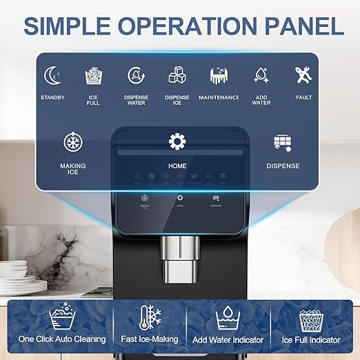 3-in-1 Nugget Ice Maker with Ice & Water Dispenser - 90Lbs/24H Pellet Chewable Ice, Self-Cleaning Countertop Stainless Steel Ice Machine for Commercial, Office, Kitchen, Party (Quiet Operation)