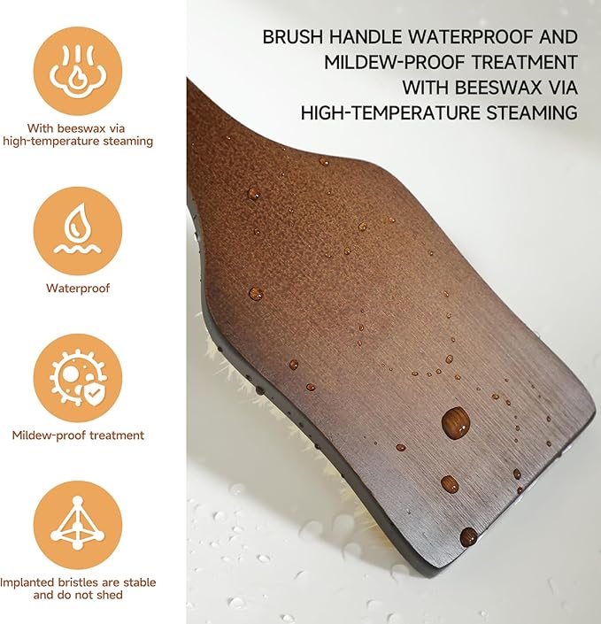 Back Scrubber Shower Brush,Dry Brushing Body Brush with 17.7 Inch Curved Long Handle, Natural Bristles for Lymphatic Drainage, Soft & Stiff Bristles Available (Stiff-Thick Boar Bristles)