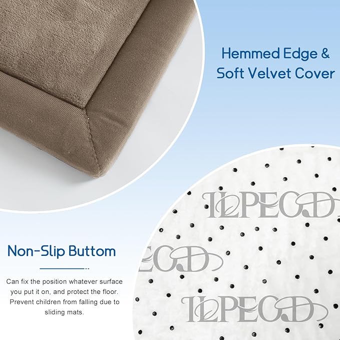 Baby Play Mat for Floor Tummy Time Mat Nursery Muscle Area Playroom Rug Tatami 79"x118" Memory Foam 1.3" Thick Crawling For Babies,Toddlers, Infants, Kids,Floor(Brown)