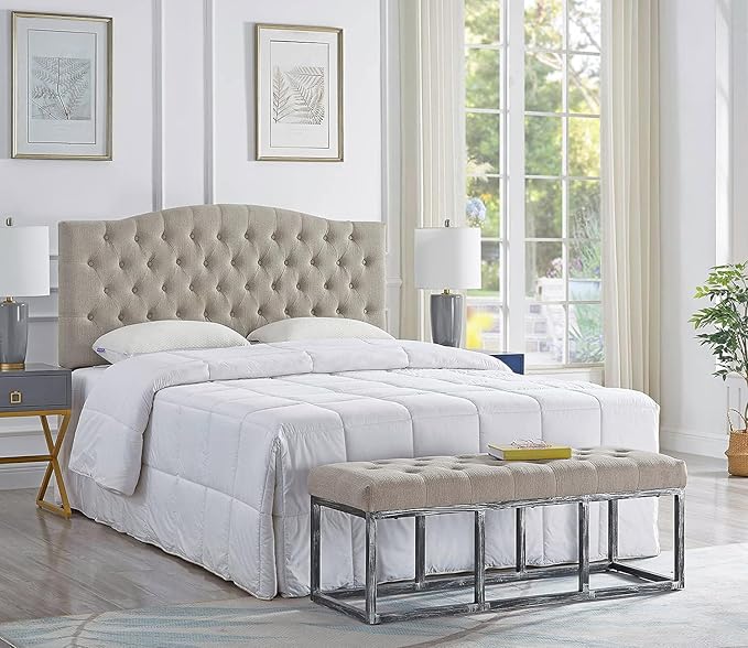 24KF Upholstered Tufted Button Linen Fabric Headboard,Comfortable Fashional Headboard Queen/Full Size,Linen