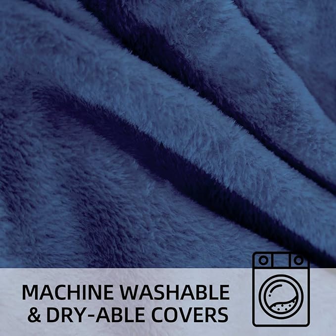 Bean Bag Chair 4Ft, Memory Foam Filled, Large Beanbag Chairs for Adults and Teens, Soft Sofa with Removable Flannel Cover, Round Couch for Living Room Bedroom College Dorm (Blue, 4FT-47×47"×24")