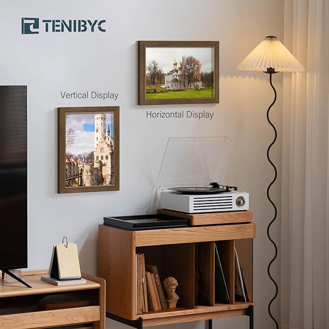 9x12 Frame 3 Pack - Brown Woodgrain, 9 x 12 Picture Frame for Photos, HD Tempered Glass, Tabletop or Wall Display