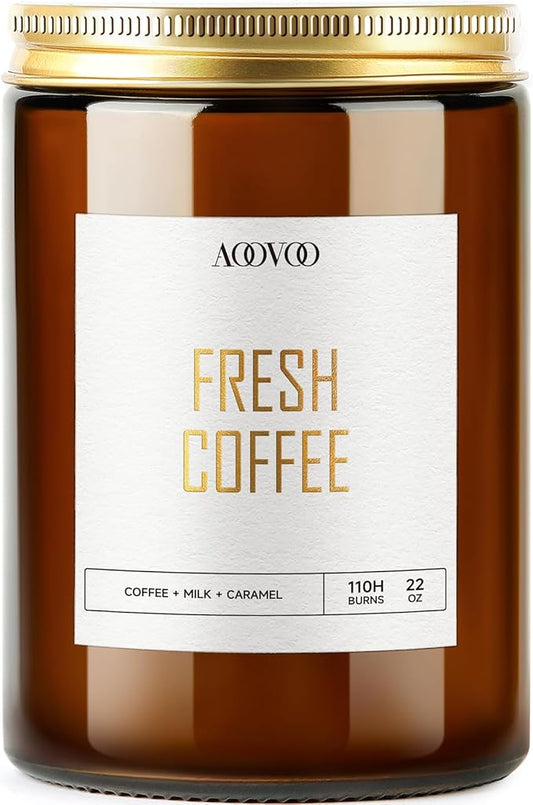AOOVOO Fresh Coffee Candle - Large Scented Soy Wax Aromatherapy Candle, 22oz
