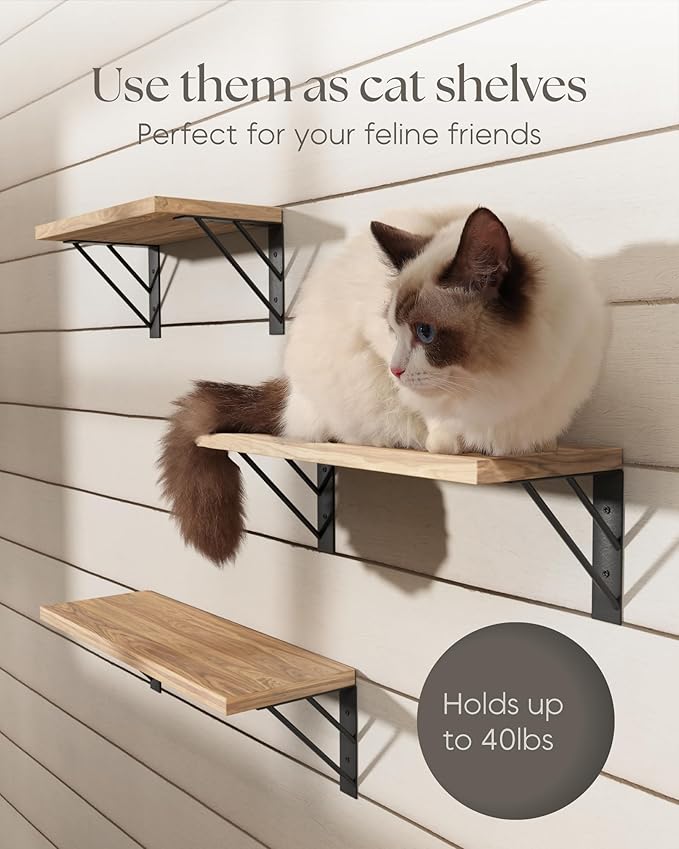 BAYKA Wall Shelves for Bedroom Decor, Floating Wall Shelves for Living Room Kitchen Storage, Wall Mounted Rustic Wood Floating Shelves for Kids Books, Corner Shelves for Bathroom(Brown，Set of 3)