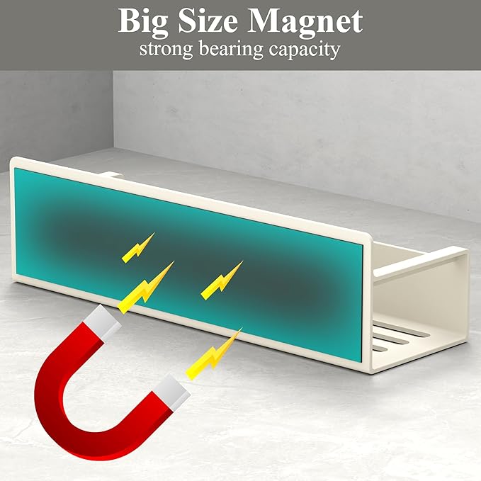 6 Pack Magnetic Spice Rack Organizer for Refrigerator and Oven, Cream White Fridge Organizers and Storage for Kitchen