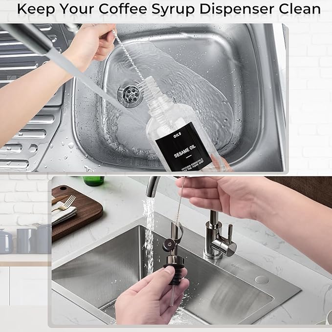 3PCS Olive Oil Dispenser Bottle For Kitchen, Soy Sauce Dispenser, Glass Oil and Vinegar Dispenser Set W. Wooden Tray & Labels & 3 Replacement Spouts, Coffee Syrup Dispenser