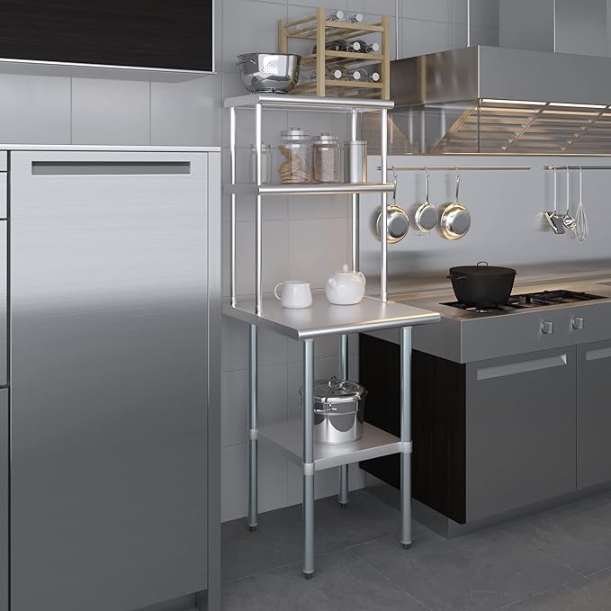 AmGood Double OverShelf Stainless Steel NSF - Many (24" Long x 12" Deep)