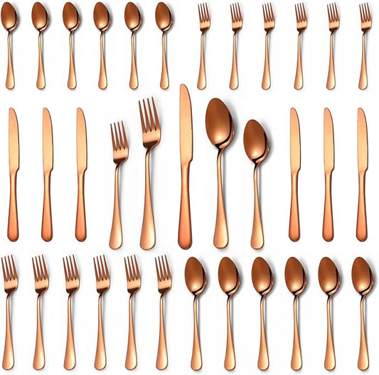30 Pcs Rose Gold Silverware Set for 6, Food Grade Stainless Steel Flatware Set, Eating Utensils Sets Include Fork/Knife/Spoon,Home Kitchen Tableware Set, Reusable Cutlery Set, Dishwasher Safe