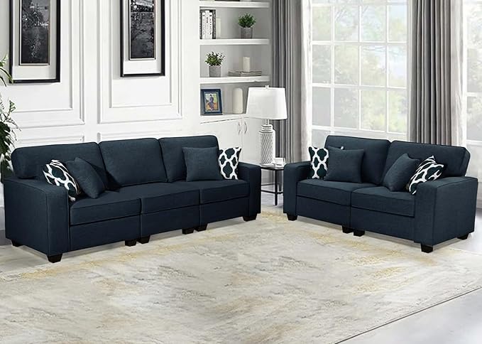 L Lengend Vansen Modular Sectional Sofa U Shaped Couch with Ottoman Modern Reversible Corner Sectional Couch for Living Room (Charcoal, 2+3)