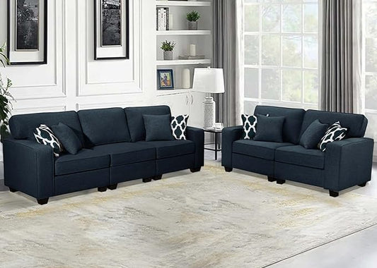 L Lengend Vansen Modular Sectional Sofa U Shaped Couch with Ottoman Modern Reversible Corner Sectional Couch for Living Room (Charcoal, 2+3)