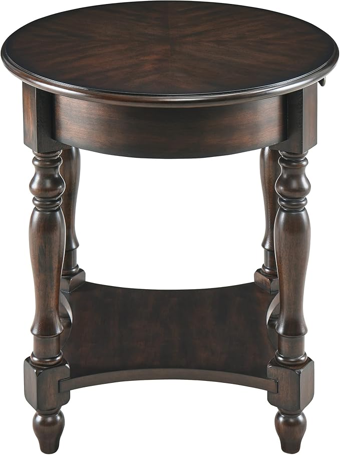 MODERION Oval End Table with Drawer, Solid Wood Sofa Side Table with Storage Shelf, Traditional Living Room Corner Table, Nightstand, Easy Assembly 28” x 22” x 24” Retro Walnut CJZ2233DC