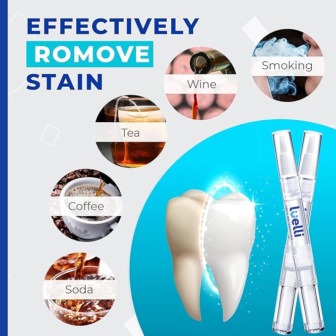 Luelli Teeth Whitening Pen, 20+ Uses - Travel Size Professional Tooth Whitener Serum, Extra Strength Organic Teeth Bleaching Gel for Sensitive Teeth, Instant Stain Removal, Simply White Smile, 4 Count