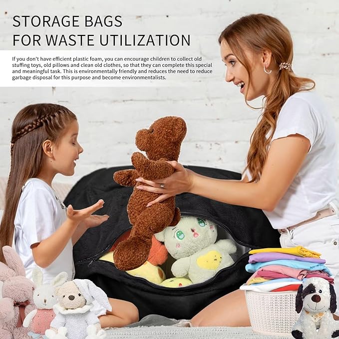 Bean Bag Chair for Adults 7FT,Soft Removable Cover for Teens/Girls Bedroom,Fluffy Giant Round Floor Beanbag Lounger Chairs (No Filler,Black)