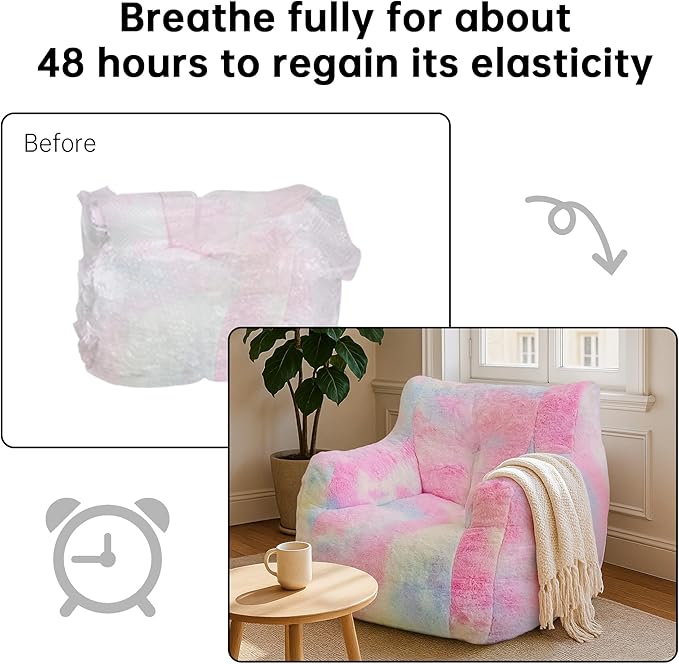 Bean Bag Chairs for Adults Ergonomic Support Reading Floor Sofa Chair with Filler Spacious (Colored, Standard)