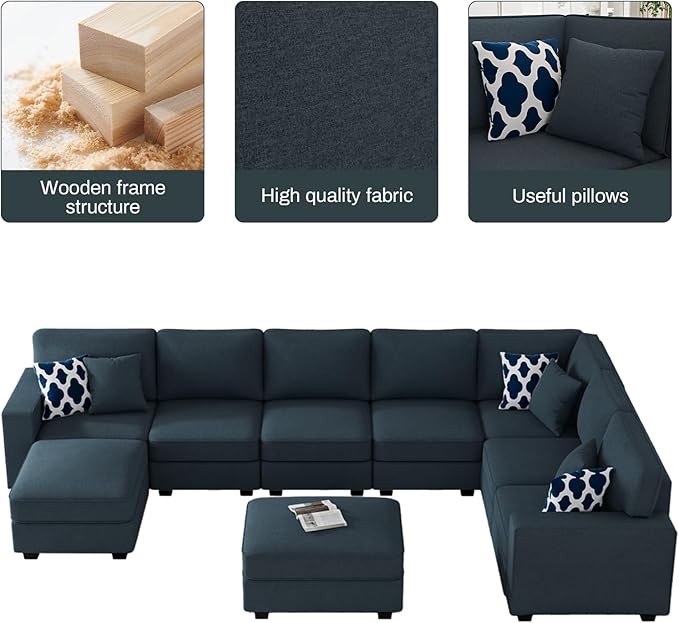 L Lengend Vansen Modular Sectional Sofa U Shaped Couch with Ottoman Modern Reversible Corner Sectional Couch for Living Room (Charcoal, U Shaped Sofa-5)