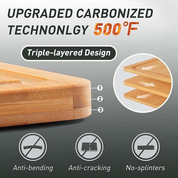 5 Packs Bamboo Cutting Board Set with Non Slip Feet Holder and Over Sink Nice Solid Thick Wood Juice Groove Chopping Board Small Big Xl XXl xlarge Oversized Kitchen Counter Organic Vegetable Meat Kit