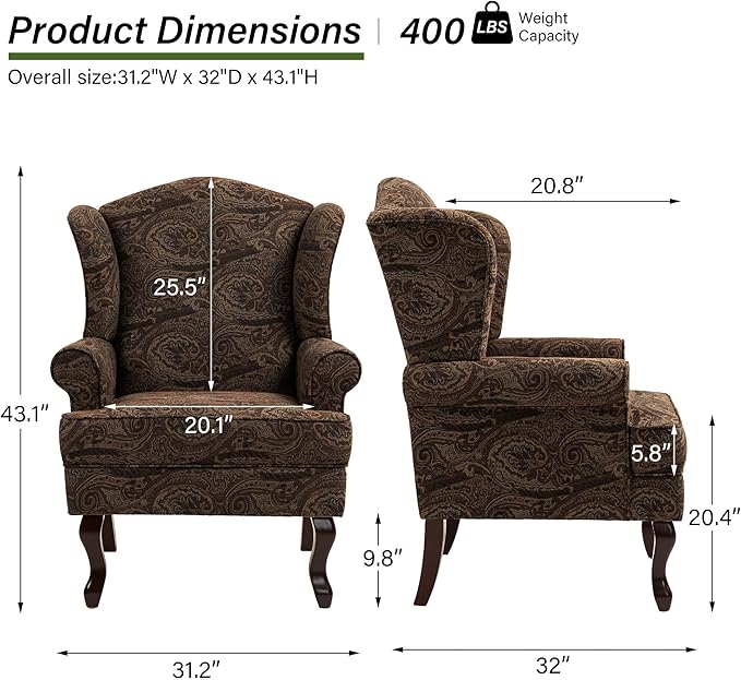 Accent Chair, High Back Upholstered Armchair with High Resilience Sponge & Wood Legs, Mid-Century Modern Comfy Single Sofa Reading Chairs for Living Room, Bedroom (Cranberry, Set of 1)