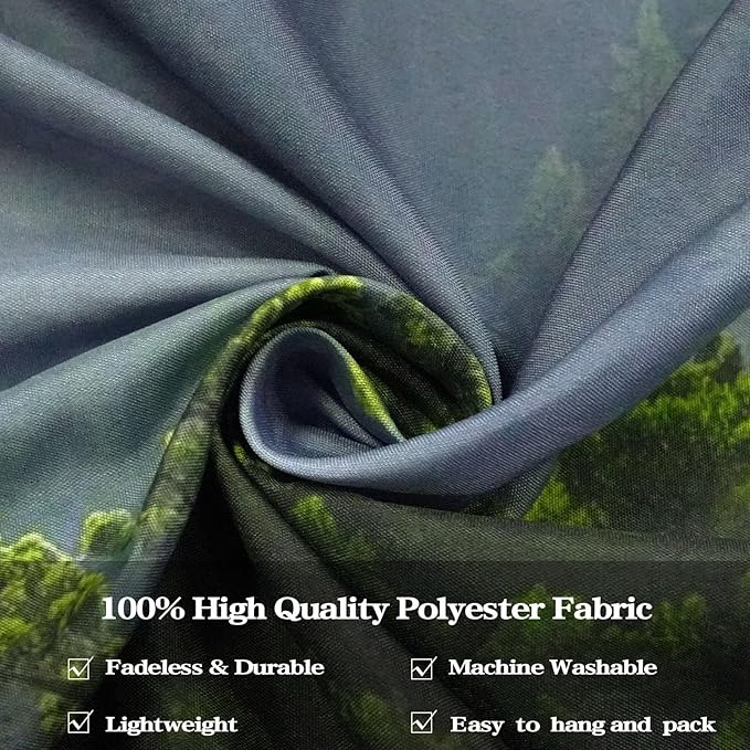 AMM Nature Forest Mountain Tapestry Green Misty Pine Tree Tapestry for Bedroom Aesthetic Foggy Woodlands Sky Landscape Tapestries Wall Hanging for Living Room Dorm 60 x 44 Inch