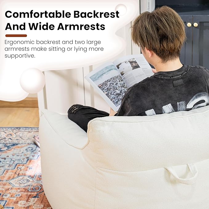 Bean Bag Chair with Filler, Bean Bag Sofa Chair with Tufted Soft Armrests Plush Lazy Sofa Comfy Chair,Large BeanBag Chair for Adults in Livingroom, Bedroom