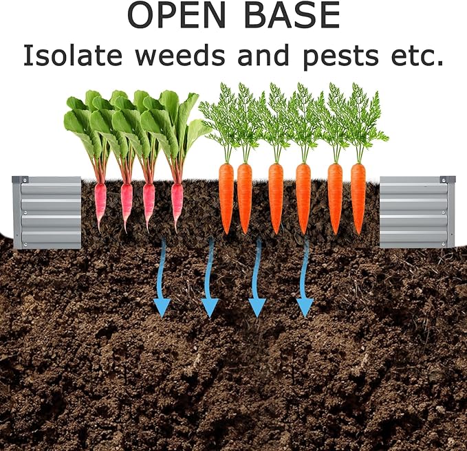 8x4x1ft(2 Pack) Galvanized Raised Garden Bed,Outdoor Planter Box Metal Patio Kit Planting Bed for Vegetables Flowers Herb,Silver