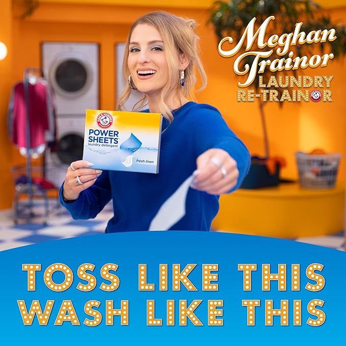 Arm & Hammer Power Sheets Laundry Detergent, Fresh Linen 50ct, up to 100 Small Loads (Packaging may vary)