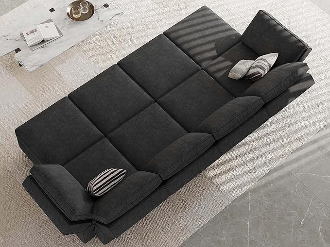 Belffin Modular Sectional Sleeper Sofa Bed Convertible Sectional Couches for Living Room. Black Couch