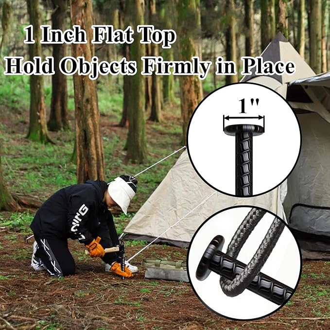 16 Inch Rebar Stakes 10 Pack Heavy Duty Ground Anchors 1/2 Inch Diameter Galvanized Steel Asphalt Anchoring Metal Spikes for Speed Bump, Parking Curb and Camping Tent