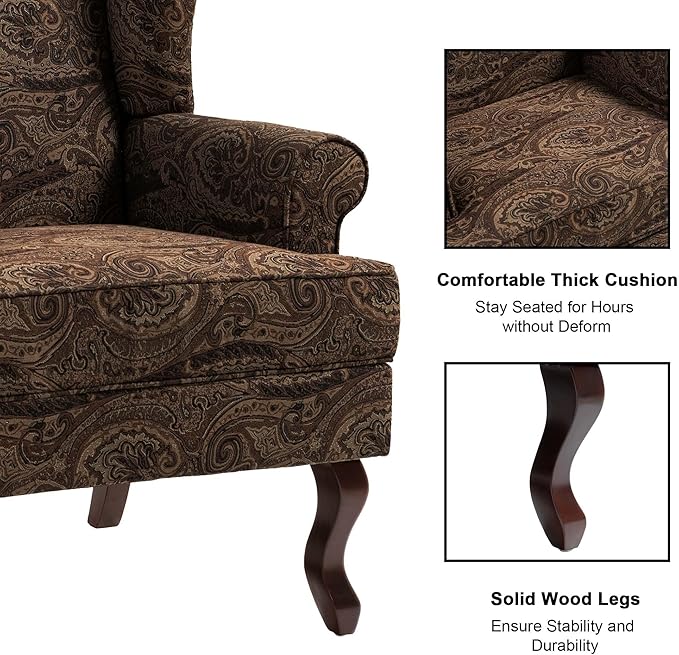 Accent Chair, High Back Upholstered Armchair with High Resilience Sponge & Wood Legs, Mid-Century Modern Comfy Single Sofa Reading Chairs for Living Room, Bedroom (Cranberry, Set of 1)