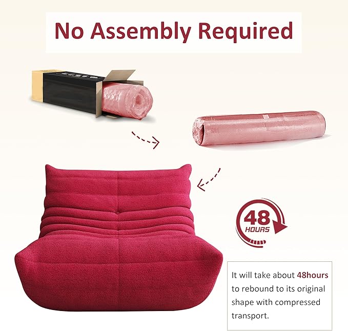 Bean Bag Chair, Oversized Bean Bag Chair for Living Room, Fireside Chair for Adults with Memory Foam Filled, Big Accent Sofa Lounge Floor Sofa for Gaming, Reading, No Assembly Required. (Burgundy)