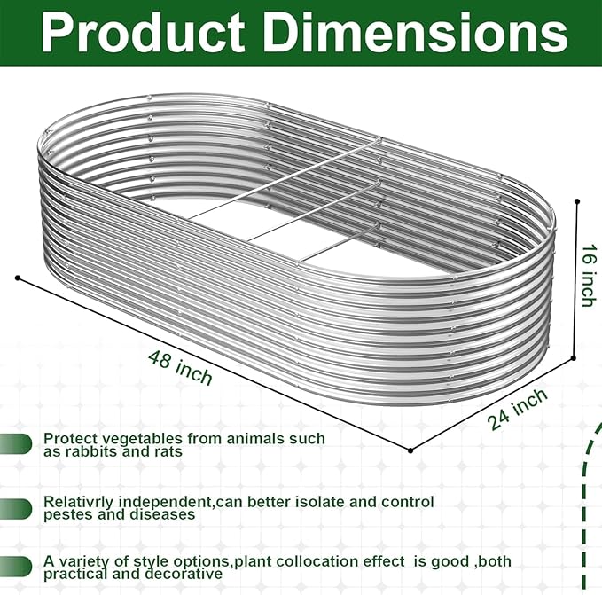 2 Pack 4x2FT Tall Galvanized Raised Garden Bed Outdoor,Metal Garden Bed for Vegetables,Steel Raised Beds for Gardening,Above Ground Garden Box for Flower