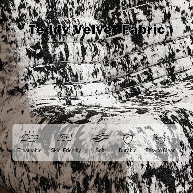 Bean Bag Chair, Fireside Chair Bean Bag Sofa Large Bean Bag Chair for Adults, Bean Bag Chairs for Teens with High Density Comfortable Foam, Memory Foam Bean Bag for Living Room, Bedroom(Black Pattern)