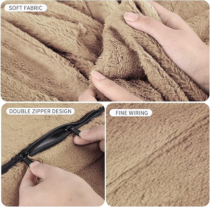 Bean Bag Chair for Adults 4FT,Soft Removable Cover for Teens/Girls Bedroom,Fluffy Giant Round Floor Beanbag Lounger Chairs (No Filler,Tan)