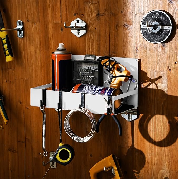 3 Pack Magnet Garage Organizer Magnetic Spice Rack for Refrigerator 20 lb Capacity Shelf Hanging Heavy Duty Magnetic Fridge Side for Organize Garage Tools (White)