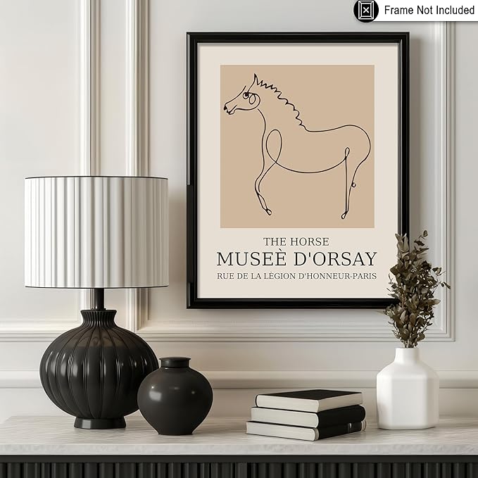 Poster Master Vintage Poster - Retro Horse Print - Line Drawing Art - Sketch Art - Gift for Boys, Girls & Animal Lover - Minimal Wall Decor for Kid's Room or Nursery - 11x14 UNFRAMED Wall Art