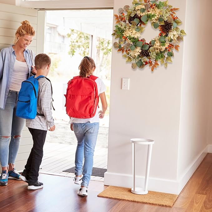 22 in Fall Hydrangea Wreath with Eucalyptus, Pinecones Orange Berries Perfect Autumn Door Wreath for Thanksgiving Harvest Decor - Rustic, Lifelike Durable for Indoor Outdoor Use