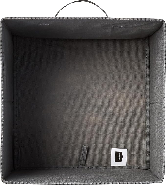 Amazon Basics Collapsible Fabric Storage Cube Bins Organizer with Handles, Sturdy, Gray, 13-x-13-x-13-inch, Pack of 6