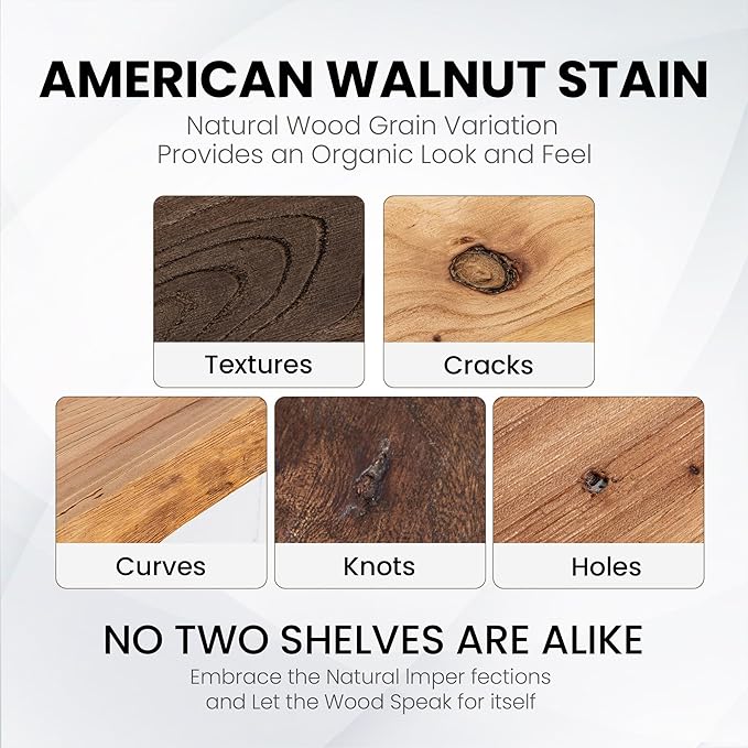 48 Inch Floating Shelves for Wall, Rustic Live Edge Elm Wood Shelf, Heavy-Duty Deep Floating Shelf for Home Decor, Wall Mounted Storage Shelves for Books, Bathroom, and Kitchen, Natural Finish