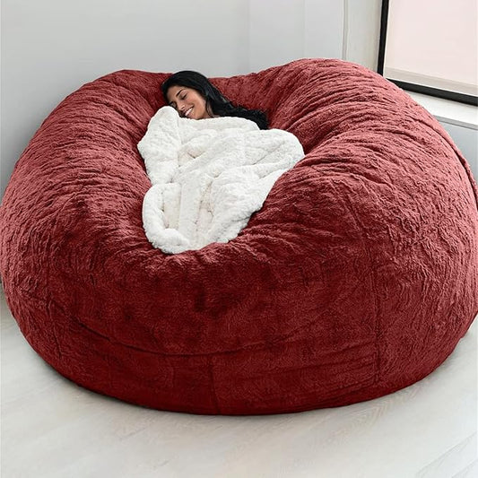Big Huge Giant Bean Bag Chair for Adults, (No Filler) Bean Bag Chairs in Multiple Sizes and Colors Giant Foam-Filled Furniture - Machine Washable Covers, Double Stitched Seams (Burgundy,5FT)