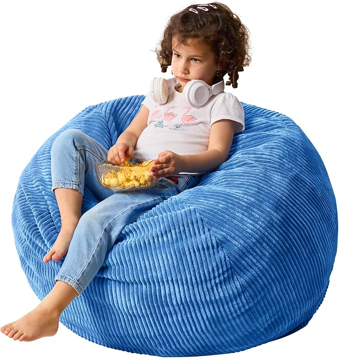 Bean Bag Chairs Teardrop Bean Bag Chair Beanbag Chair with Memory Foam Filled Machine Washable Cover for Living Room, Bedroom (Small,Blue)