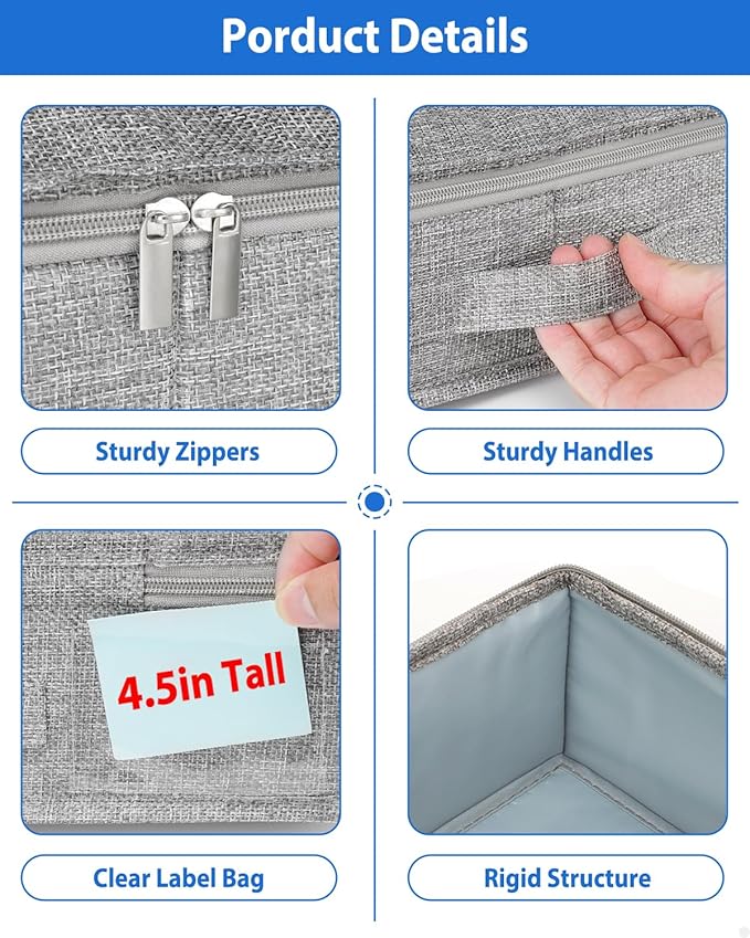 2 Pack Low Profile Under Bed Storage Containers 4.5 Inch Height, Shallow Underbed Couch Storage Organizer With Sturdy Sidewalls/Bottom, Thin Underbed Storage Bins For Clothes Dorm Dresser Sofa- Grey